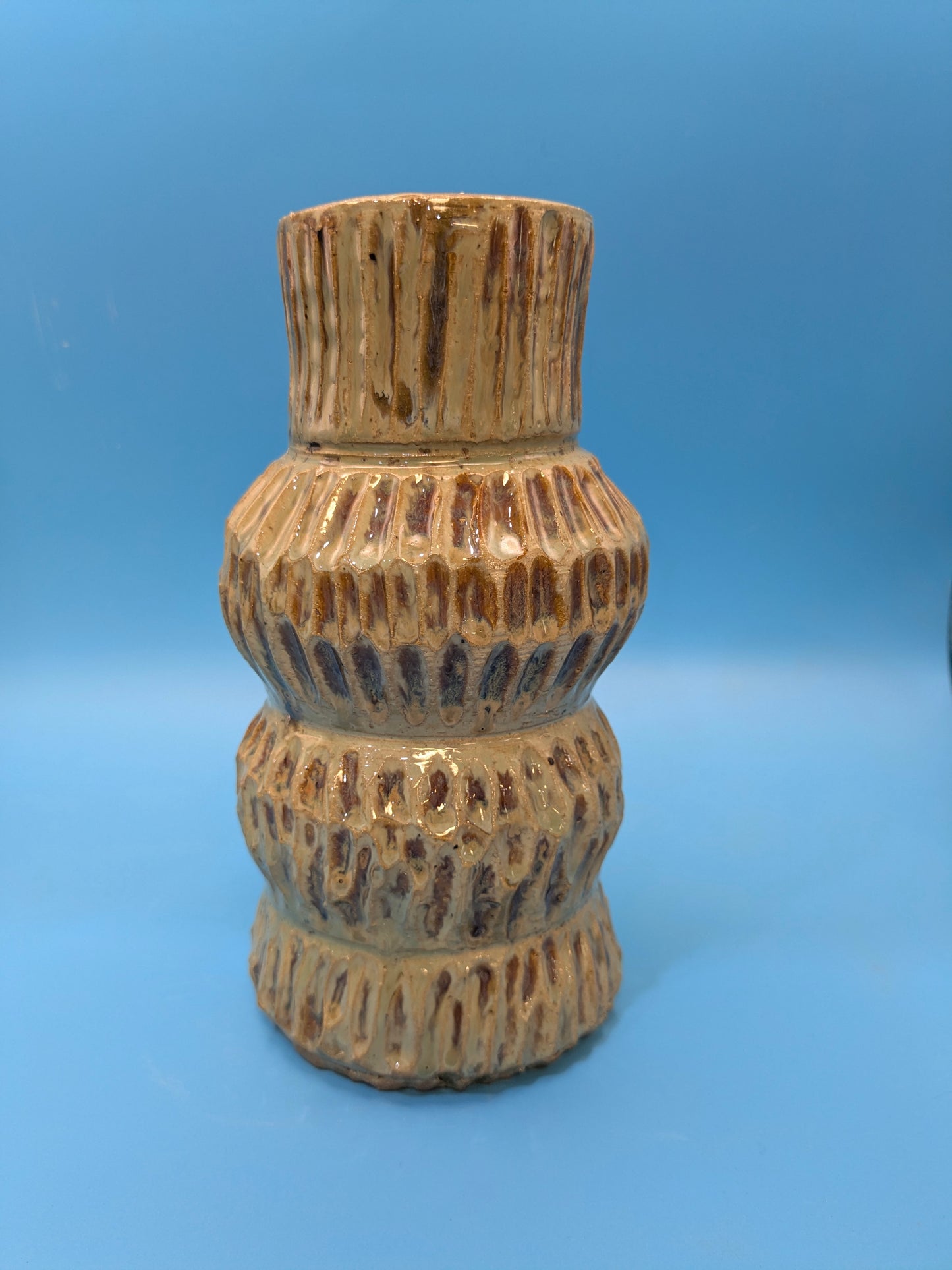 Ribbed Gourd Vase - Blue