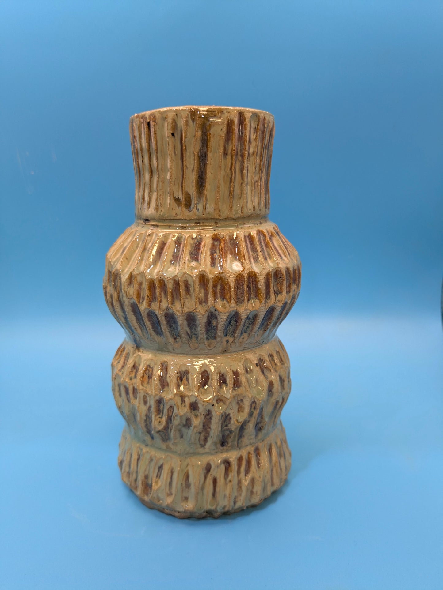 Ribbed Gourd Vase - Blue